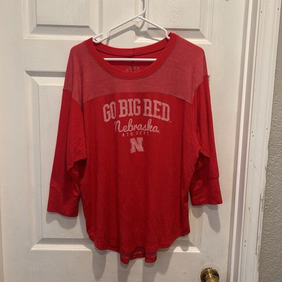 Nebraska Cornhuskers Women’s XL Top 3/4 Sleeve Blue 84 Go Big Red - Picture 1 of 5